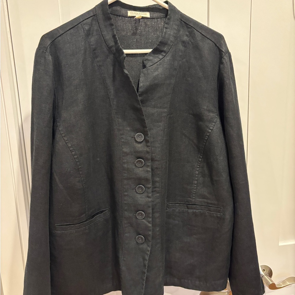 Eileen Fisher black linen jacket